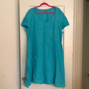 Charming 100% Linen Dress with Pocket